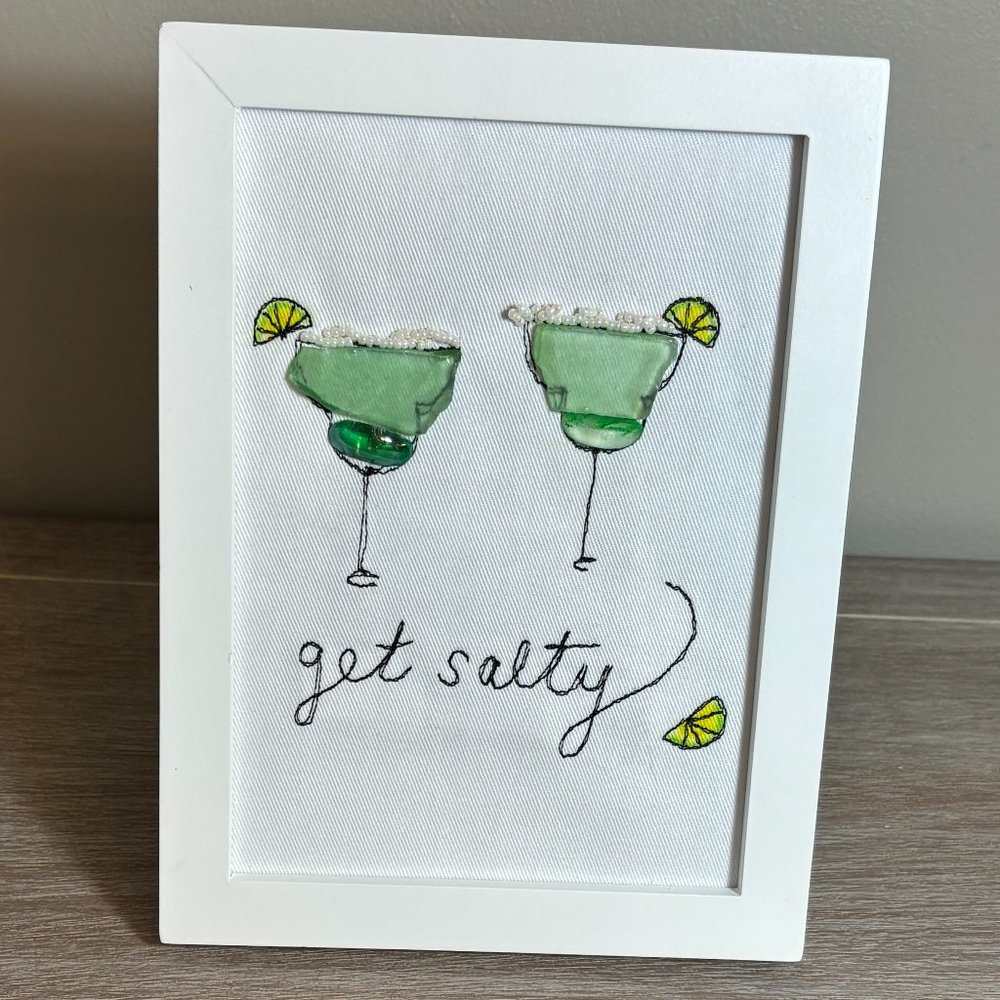 Get Salty Embroidered Art with Sea Glass